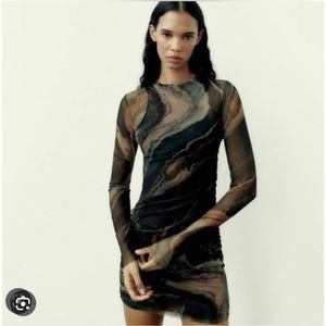 ZARA TULLE MESH MIDI DRESS